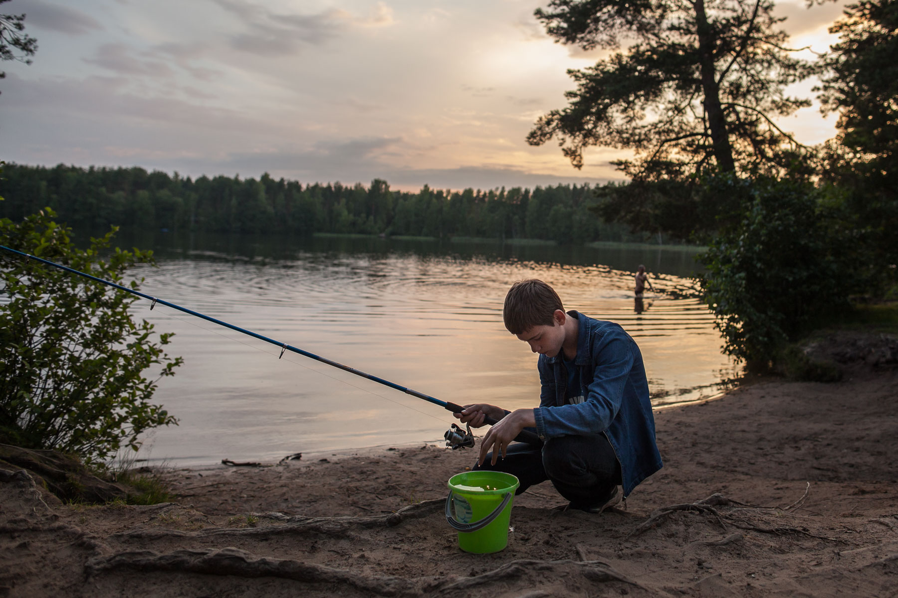 Boy Fishing at the Borkovo lake